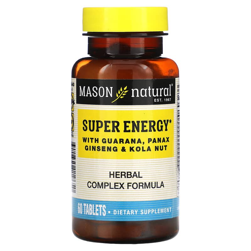 Mason Natural Super Energy with Guarana Panax Ginseng & Kola Nut 60 viên 6 mason natural super energy with guarana panax ginseng kola nut 60 tablets 102393