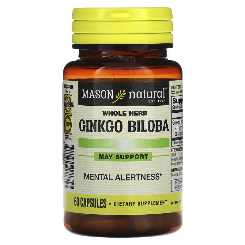 Mason Natural Whole Herb Ginkgo Biloba 60 Capsules 3 Mason Natural Whole Herb Ginkgo Biloba 60 Capsules 311845177353
