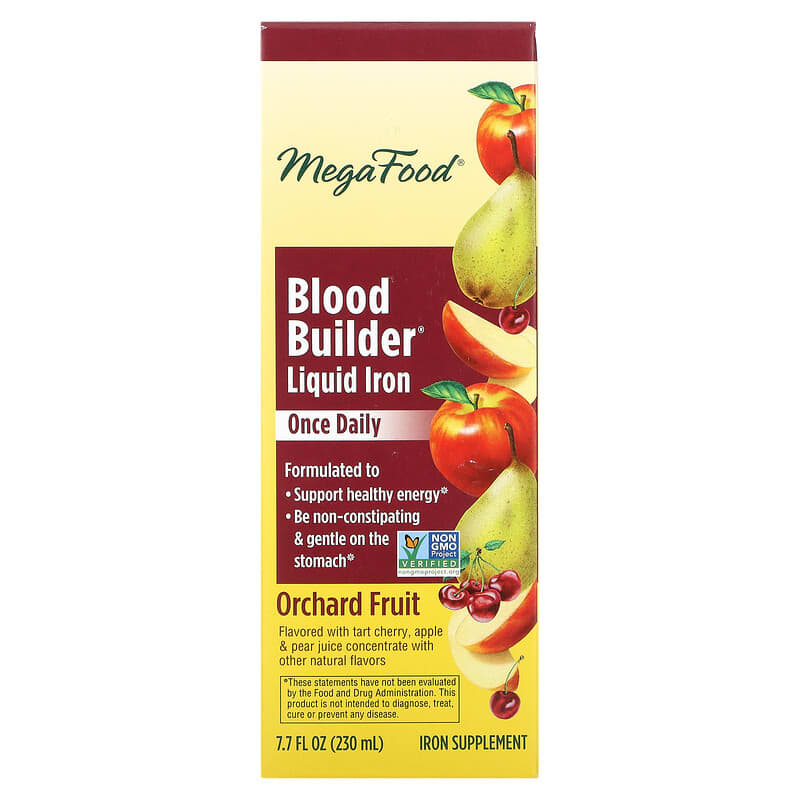 MegaFood Blood Builder Liquid Iron Once Daily Orchard Fruit 7.7 fl oz (230 ml) 3 MegaFood Blood Builder Liquid Iron Once Daily Orchard Fruit 7.7 fl oz (230 ml) 051494103678