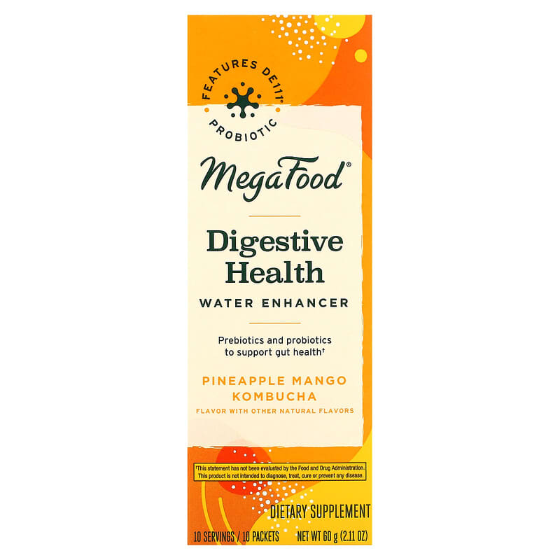 MegaFood Digestive Health Water Enhancer Pineapple Mango Kombucha 10 Packets 0.21 oz (6 g) Each 3 MegaFood Digestive Health Water Enhancer Pineapple Mango Kombucha 10 Packets 0.21 oz (6 g) Each 051494104781
