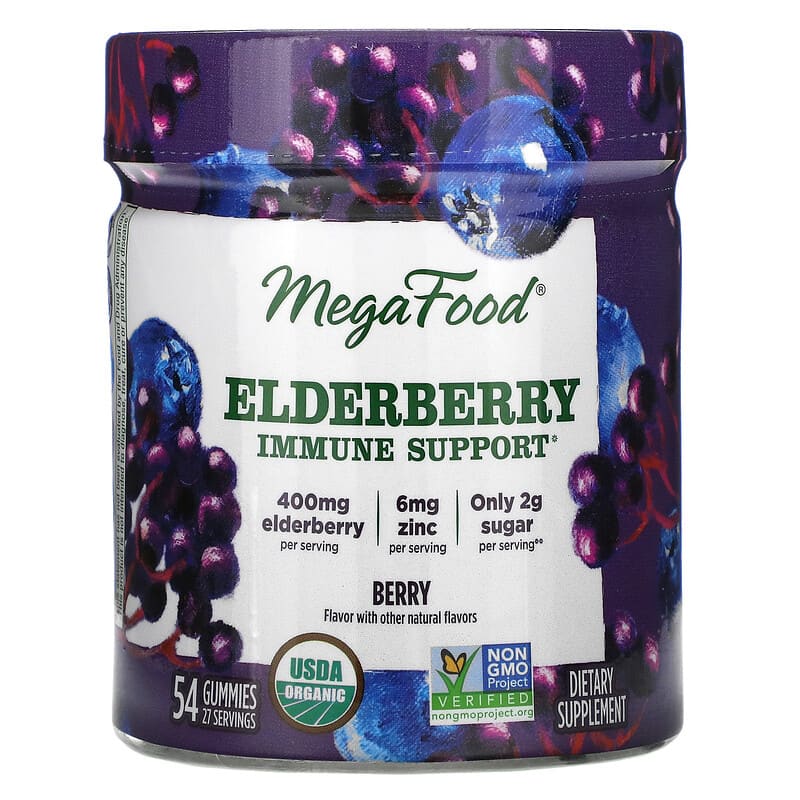 MegaFood Elderberry Immune Support Berry 54 Gummies 3 MegaFood Elderberry Immune Support Berry 54 Gummies 051494104149