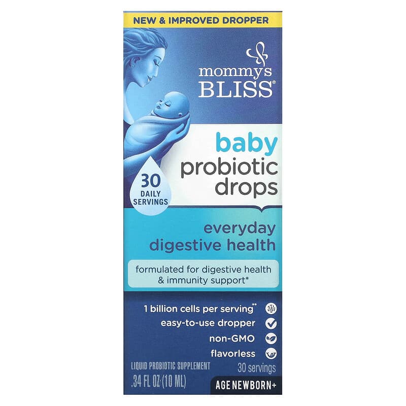 Mommy's Bliss Baby Probiotic Drops Everyday Digestive Health Newborn+ 0.34 fl oz (10 ml) 3 Mommy's Bliss Baby Probiotic Drops Everyday Digestive Health Newborn+ 0.34 fl oz (10 ml) 679234055515