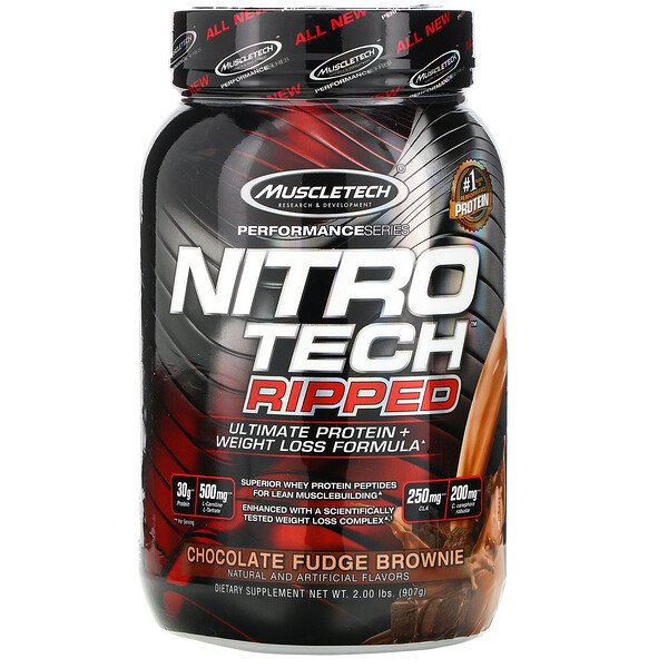Mua Muscletech Nitro Tech Ripped Ultimate Protein + Weight Loss Formula Chocolate Fudge Brownie 2 lbs 907 g giảm giá rẻ Hà nội TPHCM