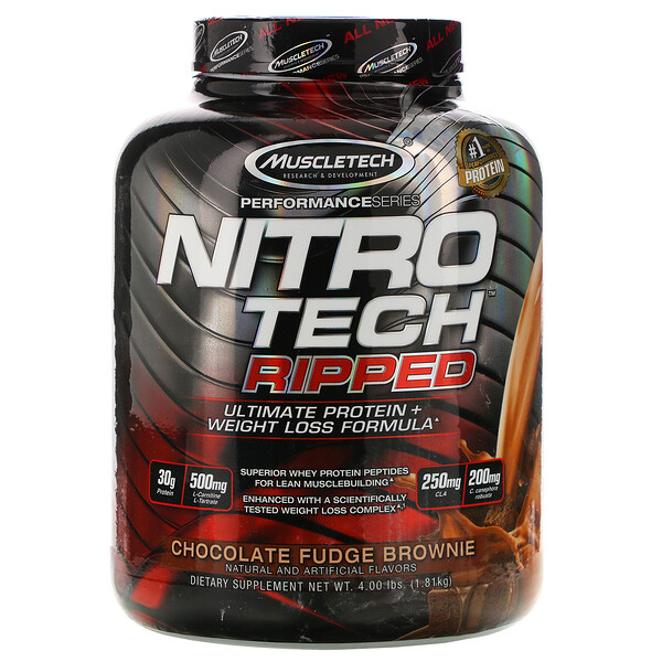 Mua Muscletech Nitro Tech Ripped Ultimate Protein + Weight Loss Formula Chocolate Fudge Brownie 4 lbs 1.81 kg giảm giá rẻ Hà nội TPHCM