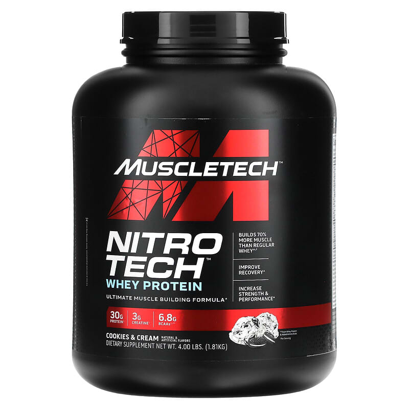 MuscleTech Nitro Tech Whey Protein Ultimate Muscle Building Formula Cookies and Cream 4 lbs (1.81 kg) 3 MuscleTech Nitro Tech Whey Protein Ultimate Muscle Building Formula Cookies and Cream 4 lbs (1.81 kg) 631656703313