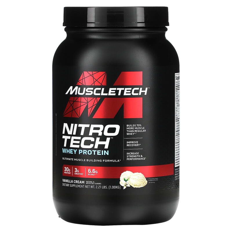 MuscleTech Nitro Tech Whey Protein Vanilla Cream 2.21 lbs (1 kg) 3 MuscleTech Nitro Tech Whey Protein Vanilla Cream 2.21 lbs (1 kg) 631656703252