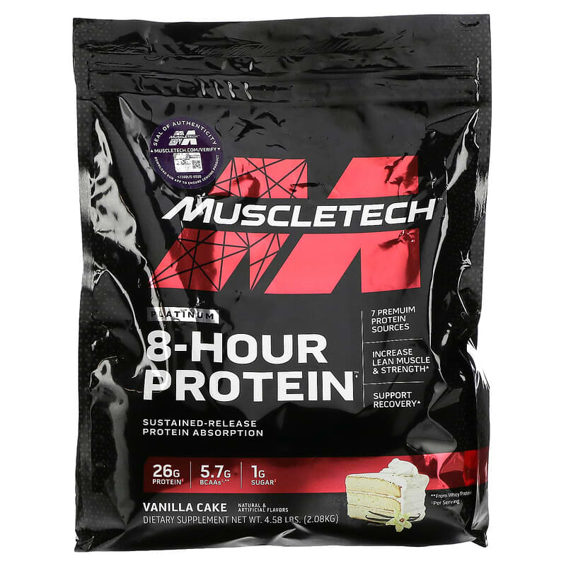 MuscleTech Platinum 8-Hour Protein Vanilla Cake 4.58 lbs (2.08 kg) 3 MuscleTech Platinum 8-Hour Protein Vanilla Cake 4.58 lbs (2.08 kg) 631656703535