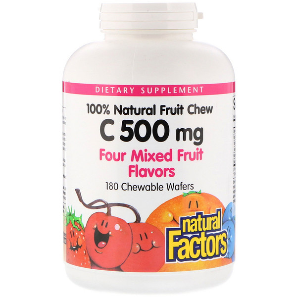 Natural Factors Fruit-Flavor Chew Vitamin C Four Mixed Fruit Flavors 500 mg 180 Chewable Wafers 2 Mua Natural Factors 100% Natural Fruit Chew Vitamin C Four Mixed Fruit Flavors 500 mg 180 Chewable Wafers giảm giá rẻ Hà nội TPHCM