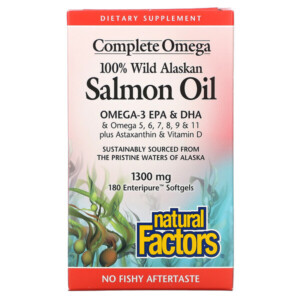 Mua Natural Factors 100% Wild Alaskan Salmon Oil 1300 mg 180 Enteripure Softgels giảm giá rẻ Hà nội TPHCM