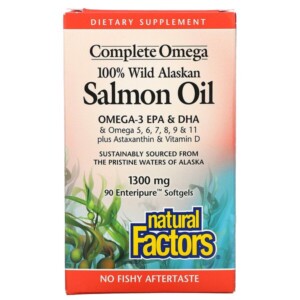 Mua Natural Factors 100% Wild Alaskan Salmon Oil 1300 mg 90 Enteripure Softgels giảm giá rẻ Hà nội TPHCM