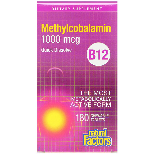 Natural Factors B12 Methylcobalamin 1.000 mcg 180 Chewable Tablets 1 Mua Natural Factors B12 Methylcobalamin 1
