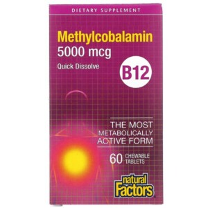 Mua Natural Factors B12 Methylcobalamin 5000 mcg 60 viên nhai giảm giá rẻ Hà nội TPHCM