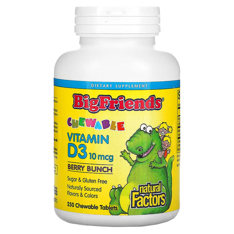 Natural Factors Big Friends Chewable Vitamin D3 Berry Bunch 10 mcg 250 Chewable Tablets 3 Natural Factors Big Friends Chewable Vitamin D3 Berry Bunch 10 mcg 250 Chewable Tablets 068958015460