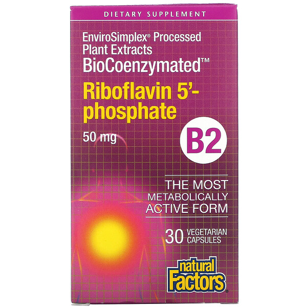 Natural Factors BioCoenzymated B2 Riboflavin 5'-Phosphate 50 mg 30 viên 3 natural factors biocoenzymated b2 riboflavin 5 phosphate 50 mg 30 vegetarian capsules 78240