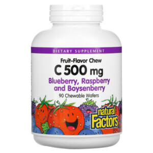 Mua Natural Factors Fruit-Flavor Chew Vitamin C Blueberry Raspberry and Boysenberry 500 mg 90 Chewable Wafers giảm giá rẻ Hà nội TPHCM