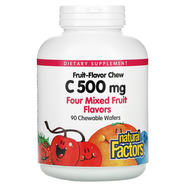 Mua Natural Factors Fruit-Flavor Chew Vitamin C Four Mixed Fruit Flavors 500 mg 90 Chewable Wafers giảm giá rẻ Hà nội TPHCM