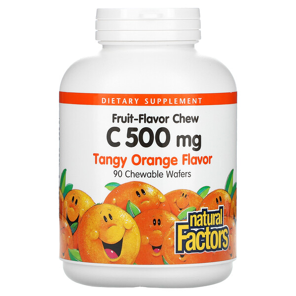 Mua Natural Factors Fruit-Flavor Chew Vitamin C Tangy Orange 500 mg 90 Chewable Wafers giảm giá rẻ Hà nội TPHCM