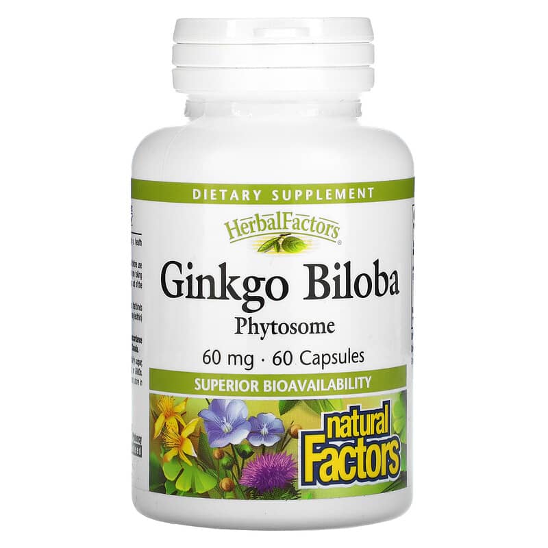 Natural Factors Ginkgo Biloba Phytosome 60 mg 60 Capsules 3 Natural Factors Ginkgo Biloba Phytosome 60 mg 60 Capsules 068958048055