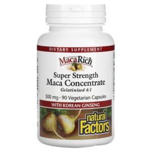 Natural Factors Maca Rich Maca Concentrate Super Strength 500 mg 90 Vegetarian Capsules 068958045375