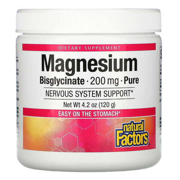 Natural Factors Magnesium Bisglycinate Pure 200 mg 4.2 oz (120 g) 3 natural factors magnesium bisglycinate pure 200 mg 4 2 oz 120 g 102109