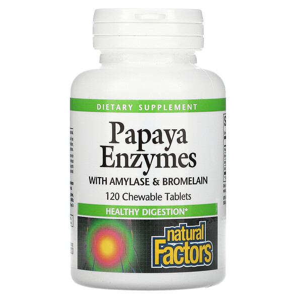 Natural Factors Papaya Enzymes with Amylase & Bromelain 120 viên nhai 3 natural factors papaya enzymes with amylase bromelain 120 chewable tablets 2665