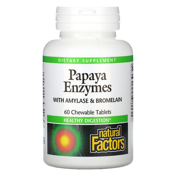 Natural Factors Papaya Enzymes with Amylase & Bromelain 60 viên nhai 3 natural factors papaya enzymes with amylase bromelain 60 chewable tablets 105658
