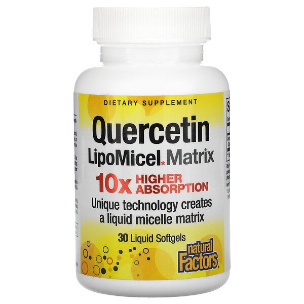 Natural Factors Quercetin LipoMicel Matrix 30 Liquid Softgels 3 natural factors quercetin lipomicel matrix 30 liquid softgels 103834