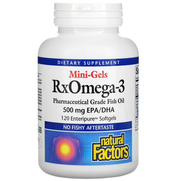 Natural Factors RxOmega-3 Mini-Gels 500 mg 120 Enteripure Softgels 3 natural factors rxomega 3 mini gels 500 mg 120 enteripure softgels 105934