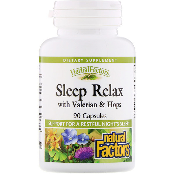 Natural Factors Sleep Relax with Valerian & Hops 90 viên 3 natural factors sleep relax with valerian hops 90 capsules 2694