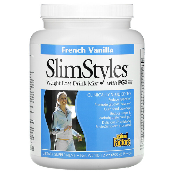 Mua Natural Factors SlimStyles Weight Loss Drink Mix Powder with PGX French Vanilla 1 lb 12 oz 800 g giảm giá rẻ Hà nội TPHCM