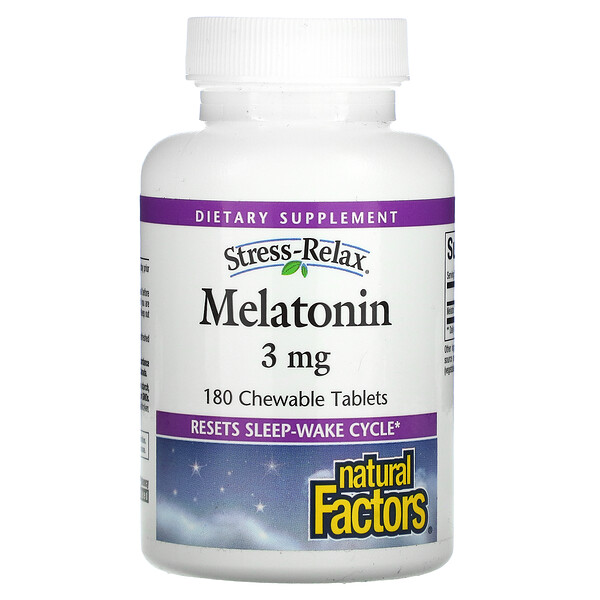 Mua Natural Factors Stress-Relax Melatonin 3 mg 180 viên nhai giảm giá rẻ Hà nội TPHCM