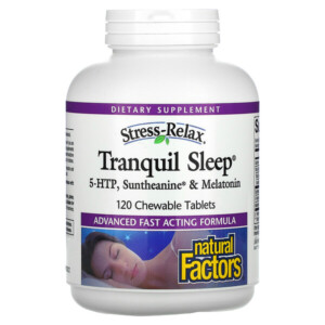 Mua Natural Factors Stress-Relax Tranquil Sleep 5-HTP Suntheanine & Melatonin 120 viên nhai giảm giá rẻ Hà nội TPHCM