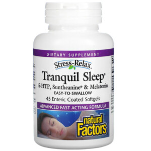 Mua Natural Factors Stress-Relax Tranquil Sleep 5-HTP Suntheanine & Melatonin 45 Enteric Coated Softgels giảm giá rẻ Hà nội TPHCM