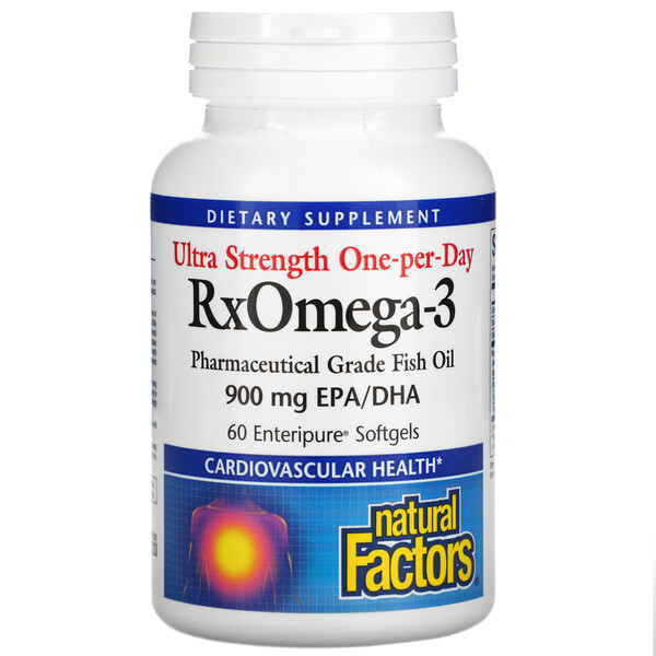 Natural Factors Ultra Strength One-per-Day RxOmega-3 900 mg 60 Enteripure Softgels 3 natural factors ultra strength one per day rxomega 3 900 mg 60 enteripure softgels 105931