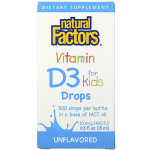 Mua Natural Factors Vitamin D3 Drops for Kids Unflavored 10 mcg 400 IU 0.5 oz 15 ml giảm giá rẻ Hà nội TPHCM