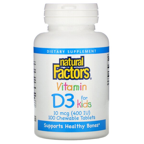 Mua Natural Factors Vitamin D3 Strawberry Flavor 10 mcg 400 IU 100 viên nhai giảm giá rẻ Hà nội TPHCM