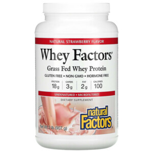 Natural Factors Whey Factors Grass Fed Whey Protein Natural Strawberry 2 lb (907 g) 068958029337