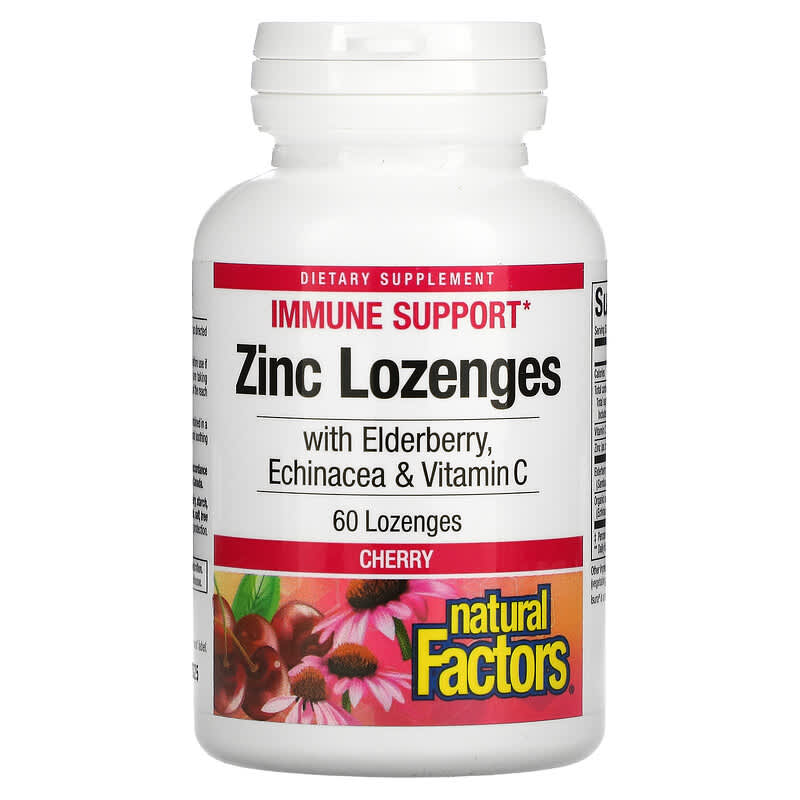 Natural Factors Zinc Lonzenges With Elderberry Echinacea & Vitamin C Cherry 60 Lozenges 3 Natural Factors Zinc Lonzenges With Elderberry Echinacea & Vitamin C Cherry 60 Lozenges 068958016894