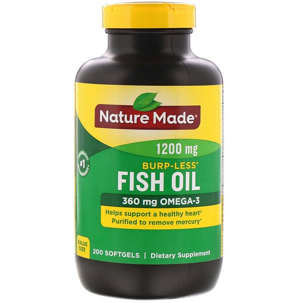 Nature Made Fish Oil Burp-Less 1,200 mg 200 Softgels 3 nature made fish oil burp less 1 200 mg 200 softgels 62761