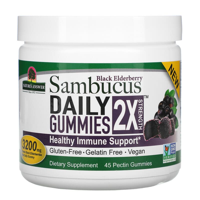 Nature's Answer Black Elderberry Sambucus Daily Gummies 2X Strength 3.200 mg 45 Pectin Gummies 3 Nature's Answer Black Elderberry Sambucus Daily Gummies 2X Strength 3.200 mg 45 Pectin Gummies 083000269165