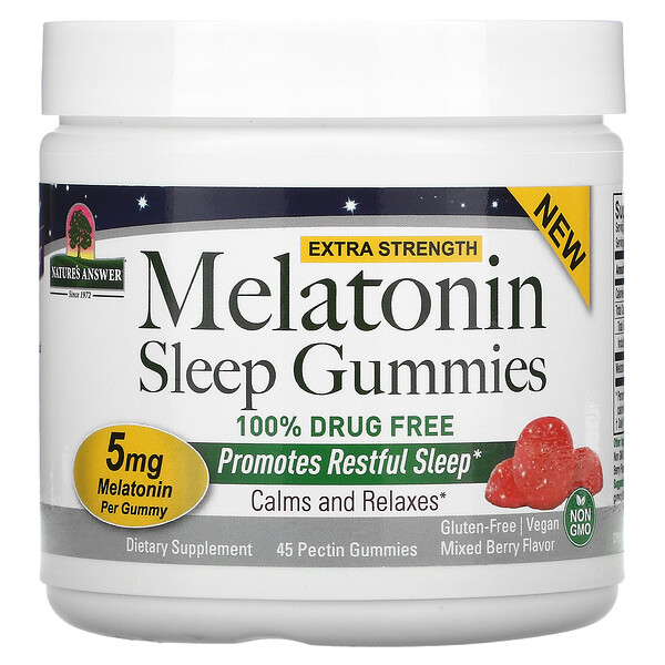 Mua Nature's Answer Melatonin Sleep Gummies Extra Strength Mixed Berry 5 mg 45 Pectin Gummies giảm giá rẻ Hà nội TPHCM