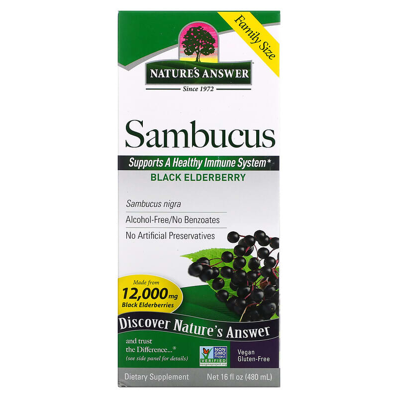Nature's Answer Sambucus Black Elderberry 12.000 mg 16 oz (480ml) 3 nature s answer sambucus black elderberry 12 000 mg 16 fl oz 480 ml 99067