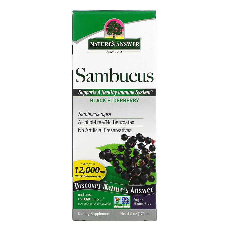 Nature's Answer Sambucus Black ElderBerry 12.000 mg 4 oz (120ml) 6 nature s answer sambucus black elderberry 12 000 mg 4 fl oz 120 ml 11927