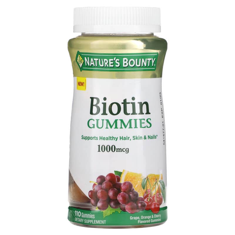 Nature's Bounty Biotin Gummies Grape Orange & Cherry 1.000 mcg 110 Gummies 3 Nature's Bounty Biotin Gummies Grape Orange & Cherry 1.000 mcg 110 Gummies 074312793394