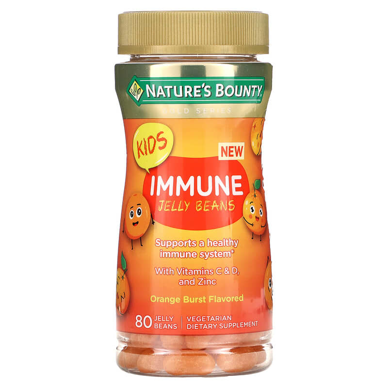 Nature's Bounty Kid's Immune Jelly Beans With Vitamins C & D and Zinc Orange 80 Jelly Beans 3 Nature's Bounty Kid's Immune Jelly Beans With Vitamins C & D and Zinc Orange 80 Jelly Beans 074312010750