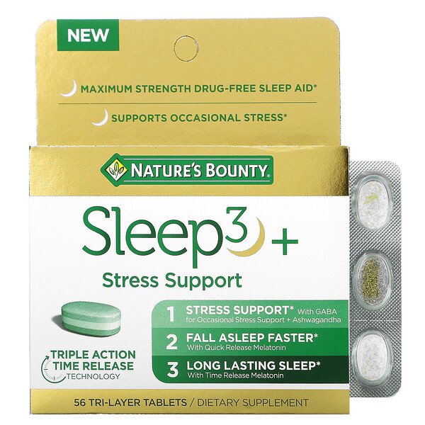 Nature's Bounty Sleep3+ Stress Support 56 Tri-Layer viên 3 nature s bounty sleep3 stress support 56 tri layer tablets 107788