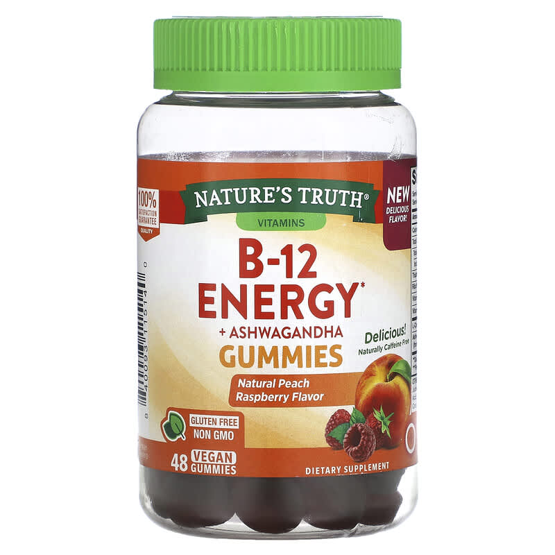 Nature's Truth B-12 Energy + Ashwagandha Gummies Natural Peach Raspberry 48 Vegan Gummies 3 Nature's Truth B-12 Energy + Ashwagandha Gummies Natural Peach Raspberry 48 Vegan Gummies 840093115140