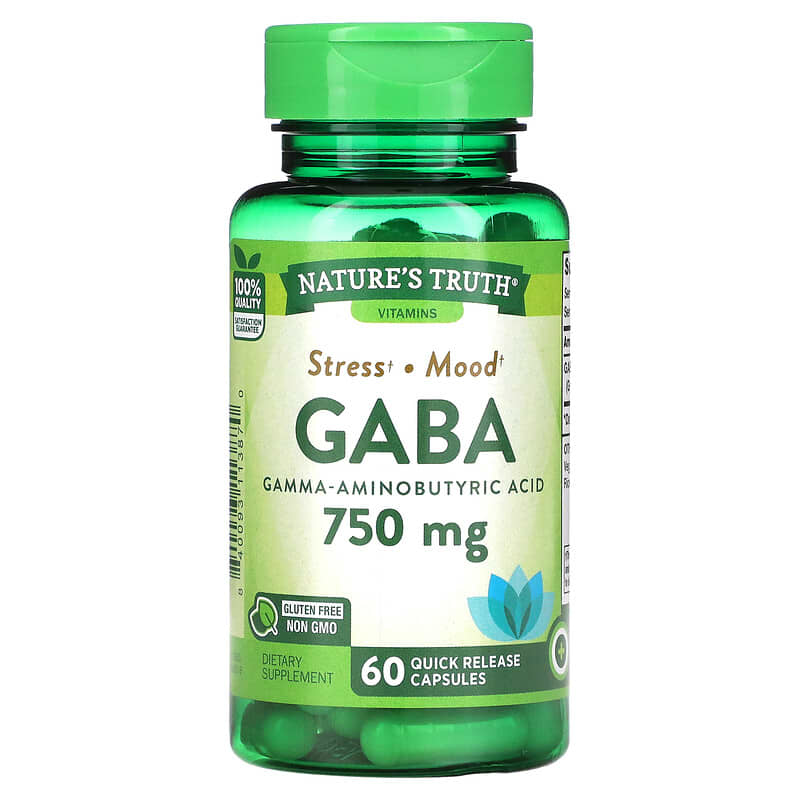Nature's Truth Gaba Gamma Aminobutyric Acid 750 mg 60 Quick Release Capsules 3 Nature's Truth Gaba Gamma Aminobutyric Acid 750 mg 60 Quick Release Capsules 840093113870