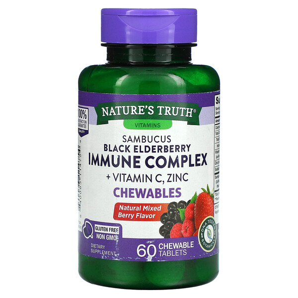 Mua Nature's Truth Sambucus Black Elderberry Immune Complex Plus Vitamin C & Zinc Natural Mixed Berry 60 viên nhai giảm giá rẻ Hà nội TPHCM