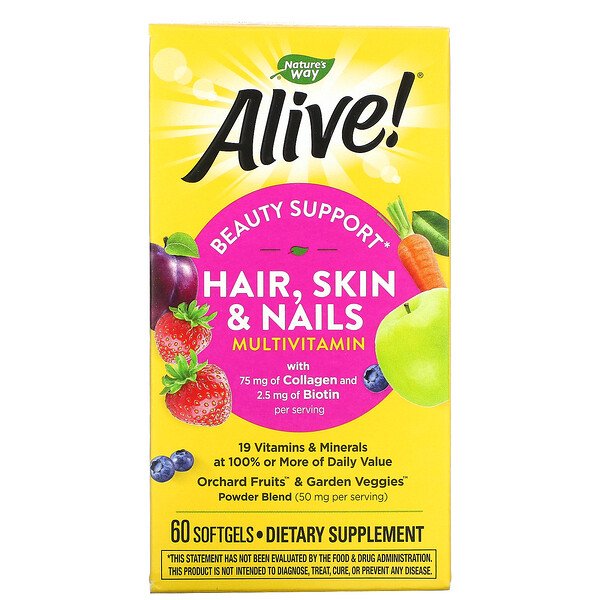 Mua Nature's Way Alive! Hair Skin & Nails Multi-Vitamin Strawberry 60 Softgels giảm giá rẻ Hà nội TPHCM